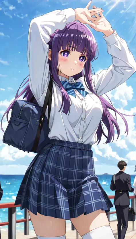 ((ultra-detailed)), (highly detailed CG illustration), (best quality:1.2), ultra-highly detailed, colorful composition, artistic photoshoot, 1girl, solo focus, cowboy shot, moe anime character, round face, rounded chin:1.2, short stature, fern, long hair, ...