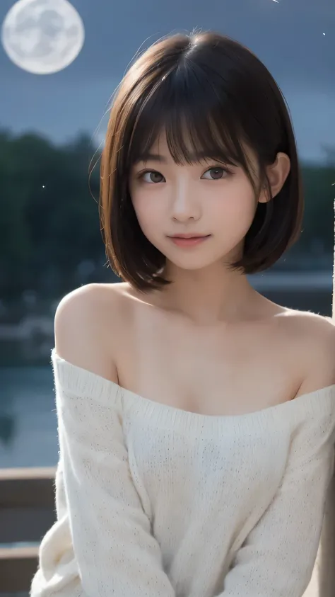 Must hub , Top Quality, 8k, (8 years old ) , TEN GENERATION , elementary school student,Young face,Original photo, A bold and sexy pose where you touch your, Award-winning portraits, shy smile, solo, (At night:1.8), Idolface, delicate girl,slender body all...