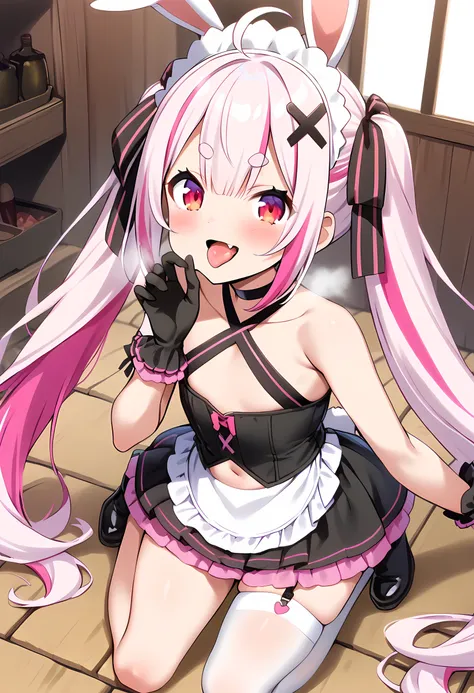score_9_up,score_8_up,score_7_up,score_6_up,score_5_up,score_4_up,tomari mari, 1girl, virtual youtuber, rabbit ears, long hair, twintails, very long hair, pink hair, two-tone hair, multicolored hair, streaked hair, ahoge, thick eyebrows, short eyebrows, re...