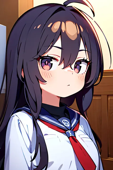 Girl　dark eyes　No expression　uniform