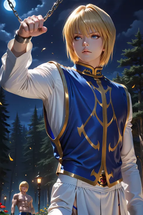 (masterpiece, absurdres, realistic:1.2), (photorealistic:1.5), best quality, Ultra High Resolution, kurapika_hxh, japanese boy, very handsome, perfect face, cute face, intricate detail, clear and beautiful detailed eyes, messy blonde short hair, shiny hair...