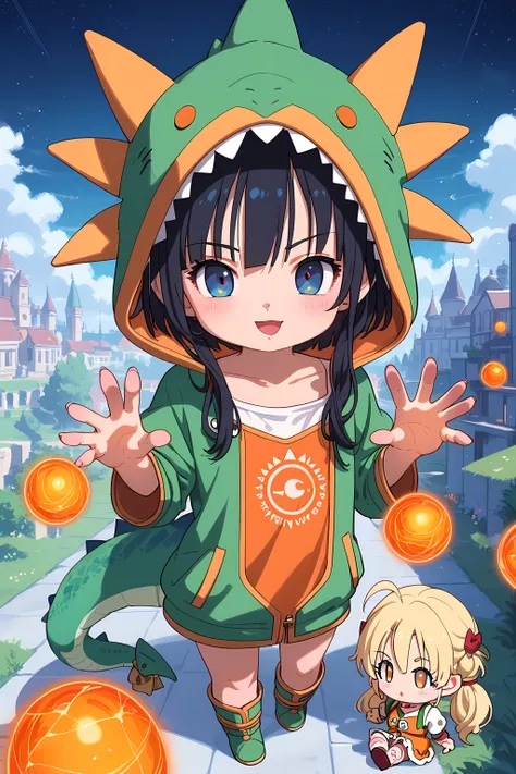 score_9, score_8_superior, score_7_superior, masterpiece, best quality, absurdres, high_fidelity, vibrant, sauce_anime, (rating_explicit:0.7), masterpiece, Highest quality, Adorable, 1girl, solo, loli, (chibi:1.7), animal_hood, ANHD, dragon costume, Dragon...