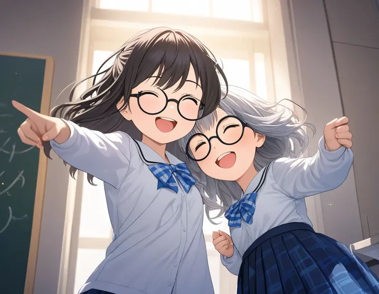 ((ultra-detailed)), (highly detailed CG illustration), (best quality:1.2), ultra-highly detailed, colorful composition, artistic photo, pop color, 2 girls:1.3, moe anime character, chibi, chibi character, round face, rounded chin:1.2, short stature, Yuri:1...