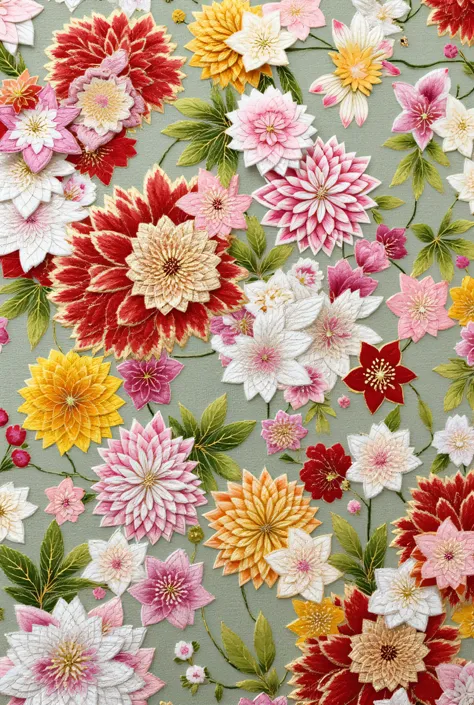 handicrafts using cloth and thread、colorful pastel colors、Big apple forest、Floral Patterns and Green Decorations、cute baby dragons flying in the sky、Fantasy Art、beautiful graphics、authentic writing、 Twinkle、fluffy、Bokeh、masterpiece、top quality、Highly detai...