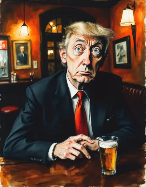 c4r1c4t8r3 Donald Trump in a pub