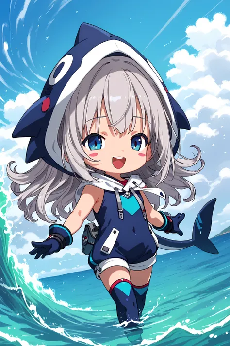 score_9, score_8_superior, score_7_superior, masterpiece, best quality, absurdres, high_fidelity, vibrant, sauce_anime, (rating_explicit:0.7), masterpiece, Highest quality, Adorable, 1girl, solo, (chibi:1.5), gray hair, low twin tailsl, animal_hood, ANHD, ...