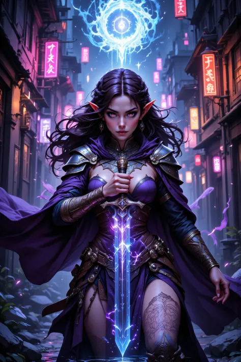 zavy-ctcmcs,w1n,hyp3rd3tail style,midjourney ,Niji Stan Katayama Style, ,a picture of a female elf (intense details, Masterpiece, best quality) fantasy swashbuckler, fantasy fencer, armed with a slim sword, shinning sword, metallic shine, colorful clothes,...