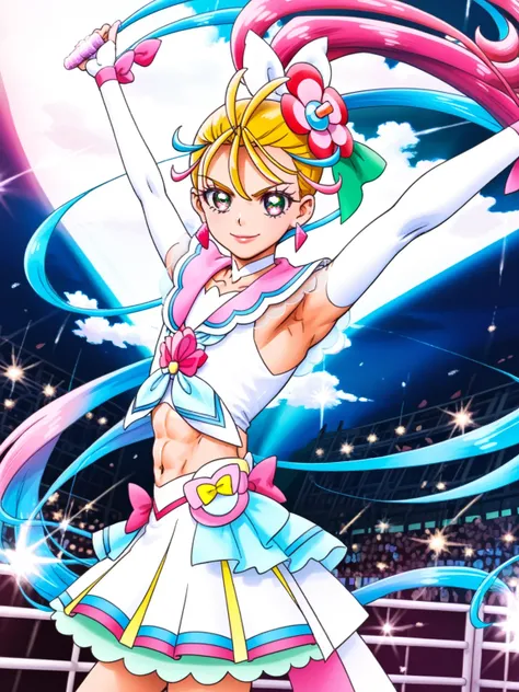 score 9 , score 8 up, score 7 up, source anime, masterpiece, Best quality, Best resolution, best image quality, anime coloring, anime screenshot, anime screencap, 1boy, cure summer is a boy, (male:1.5), long haired anime boy, 美しい天の魔道士, flower, jewelry, hai...