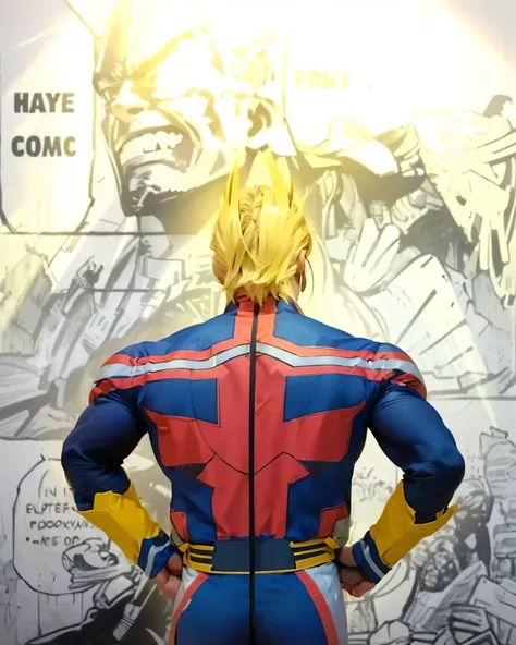 ((ALL MIGHT_BOKU NO HERO ACADEMI ((photorealistic)),(highlight hair)), Light reflection, (( HD )),((upper body)), (((best quality, masterpiece))), (masterpiece) (best quality) (detail) (8k) (HDR) (wallpaper) (cinematic lighting) (sharp focuasterpiece, best...