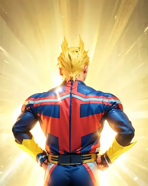 ((ALL MIGHT_BOKU NO HERO ACADEMI ((photorealistic)),(highlight hair)), Light reflection, (( HD )),((upper body)), (((best quality, masterpiece))), (masterpiece) (best quality) (detail) (8k) (HDR) (wallpaper) (cinematic lighting) (sharp focuasterpiece, best...