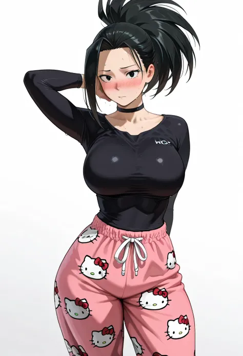 nose blush, shiny legs, shiny body, shiny hair, clear skin, clear body, short hair,,, standing, (masterpiece), best quality, expressive eyes, perfect face,1girl,(large breasts), sweat, sweaty, sweaty:1.3, nose blush, looking at viewer,, nice legs,, posing,...