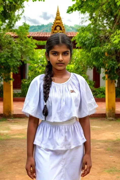 traditional clothe,Raw photo , 20 yo old 1 girl  ,Wearing white  traditional clothes ,sri lanka cute teen 20 years old girl ,  with plait, professional photographer, (hdr:1.4), masterpiece, ultra-realistic 8k, perfect artwork, intrincate details, cute face...