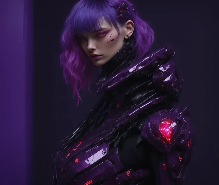 mecha, robot, armor, bodysuit, mechanical arms, science fiction, no humans,CyberEvelyn, 1girl, blue hair, short hair, green eyes, bl  funny epic x ray wallpaper, with accidic vibe, vibrant epic Uhd red light RAYS 1.0  1.0 effects hd 1.0  , toxic pink, red,...