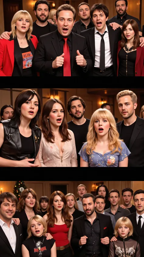 highdefinition image、Image、Bandaid's Do They Know It's Christmas?、Image of many artists such as Wham and Bob Keldof holding hands and singing