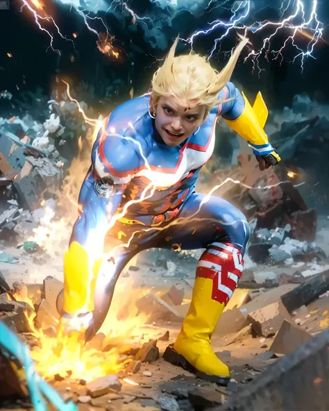 ((ALL MIGHT_BOKU NO HERO ACADEMI ((photorealistic)),(highlight hair)), Light reflection, (( HD )),((upper body)), (((best quality, masterpiece))), (masterpiece) (best quality) (detail) (8k) (HDR) (wallpaper) (cinematic lighting) (sharp focuasterpiece, best...