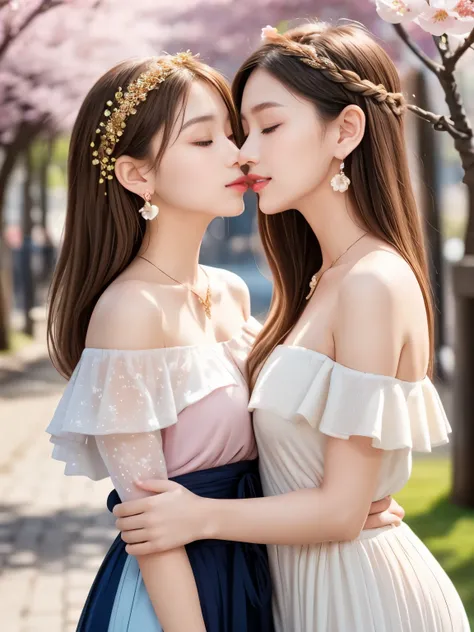 (masterpiece, best quality), (photo-realistic:1.3), glowing sunlight through cherry blossoms, romantic and dreamy spring atmosphere, countless sakura petals fluttering gently in the air, warm pastel color scheme, soft bokeh background, mid-thigh framing, t...