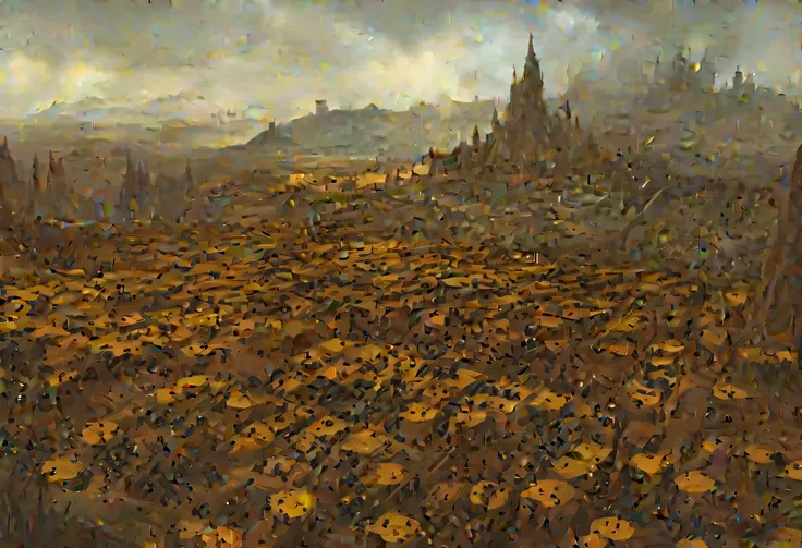 Digital painting of Giant Hive City from Warhammer 40000 world, high quality image, many houses around the hive city, top view