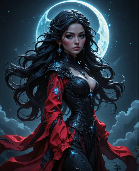 zavy-ctcmcs,hyp3rd3tail style,Niji Stan Katayama Style,midjourney ,a picture of woman wearing, transparent dress, transluminescent dress, black silk dress, intricate dress, , red sleeves, epic beautiful woman, divine beauty, serene beauty, lush hair, long ...