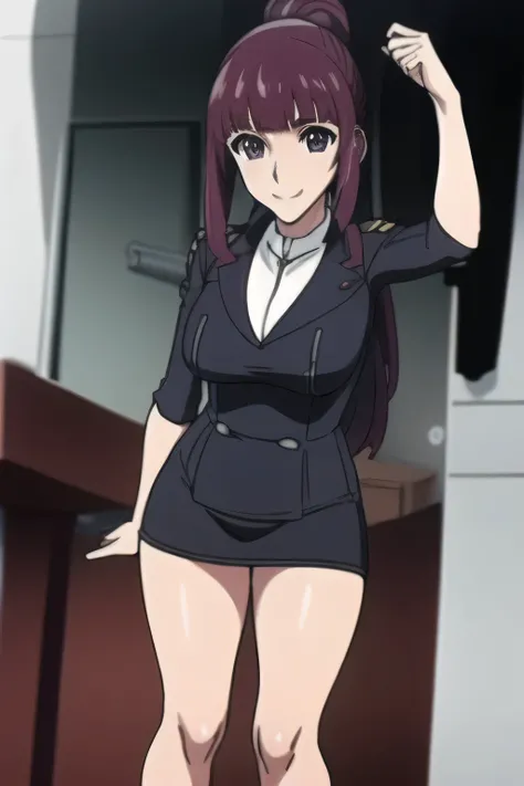 can you draw details of the hands and legs more accurately，Maintain balance、Please don't put wrinkles between your eyebrows、愛らしいsmiling Yang女性，can you delicately draw the balance of the whole body {X} X} can you delicately draw a woman in a blue-gray milit...