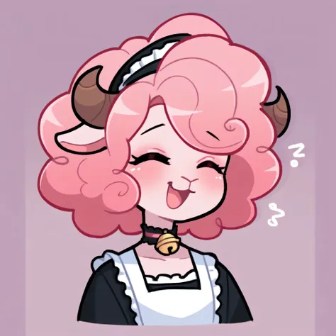 better quality, very detailed illustration ( Anthropomorphic furry sheep:1,7) , femboy, ruffled voluminous bouncy hair , delgado, ideal body, simple drawing, Artifyber style , pastel flat colors , beautiful, cartoon ,solo,baker, short curly pink hair, maid...