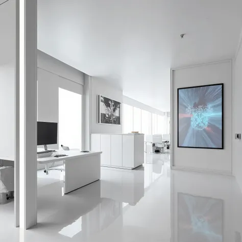 photorealistic、visible、high image quality、absurd、Clean office with no one、