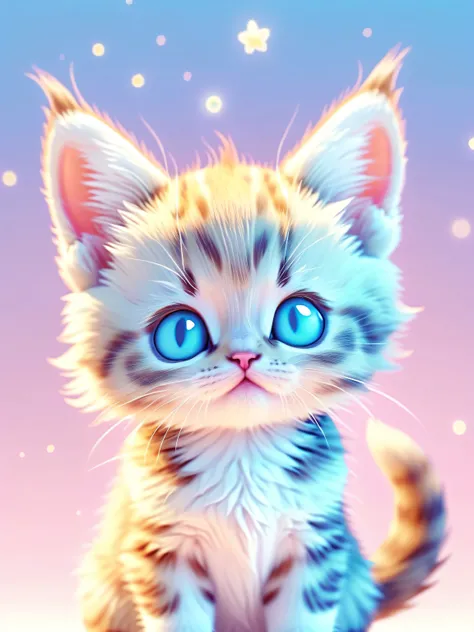 (Absurdres:1.2), exquisitely detailed chibi adorable illustration of a kitten, pastel palette,, Style AI Midjourney