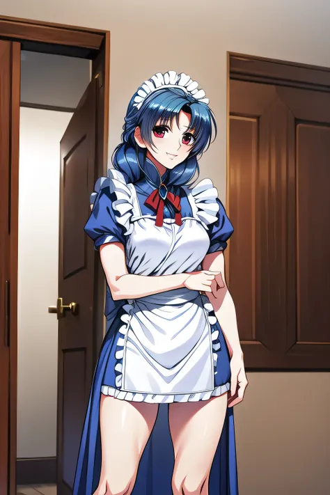 Can you draw a black miniskirt,The expression comes first, therefore、 ,Can you draw a more delicate expression,women with relaxed and gentle smiles,can you draw a more delicate expression?,(long blue hair) ,people,Can you draw a more delicate expression,M...