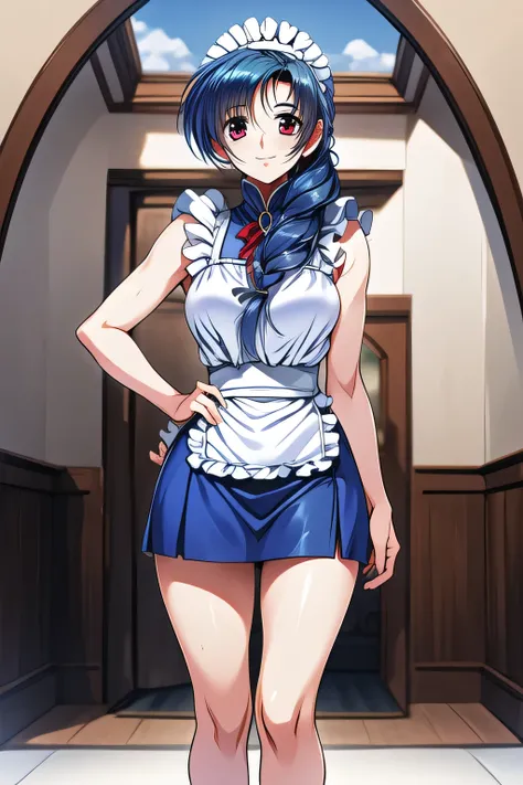 Can you draw a black miniskirt,The expression comes first, therefore、 ,Can you draw a more delicate expression,women with relaxed and gentle smiles,can you draw a more delicate expression?,(long blue hair) ,people,Can you draw a more delicate expression,M...