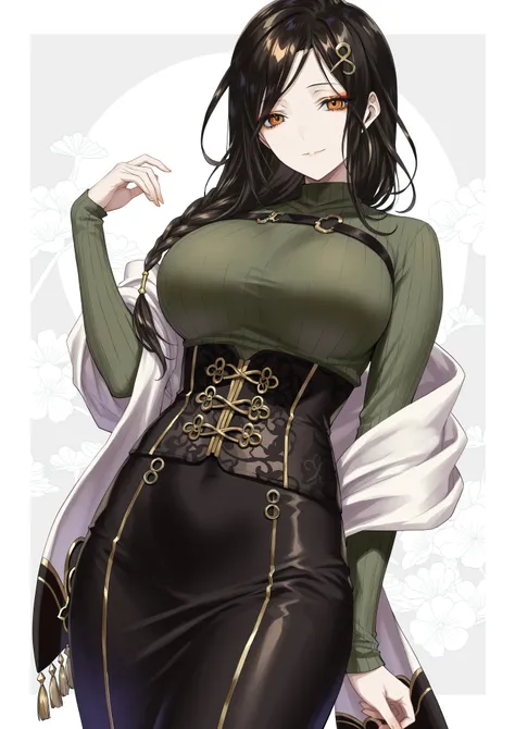 solo,masterpiece,best quality,super fine illustration、finely detail 、clear picture、UHD、HDR, amazing quality, highres, absurdres, very aesthetic, high resolution, ultra detailed, perfect details,(masterpiece, detailed:1.2)、nijitomoe,large breasts,orange eye...