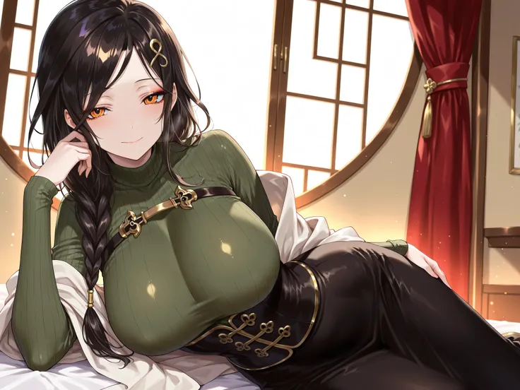 solo,masterpiece,best quality,super fine illustration、finely detail 、clear picture、UHD、HDR, amazing quality, highres, absurdres, very aesthetic, high resolution, ultra detailed, perfect details,(masterpiece, detailed:1.2)、nijitomoe,large breasts,orange eye...