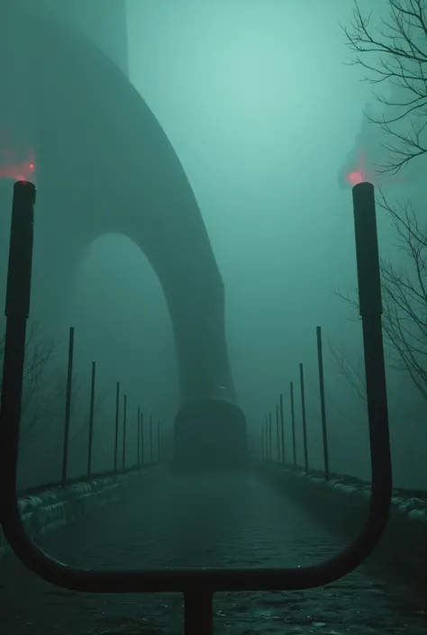 Tunnel slide to nowhere, nightmare playground, nothingness, surreal, liminal.