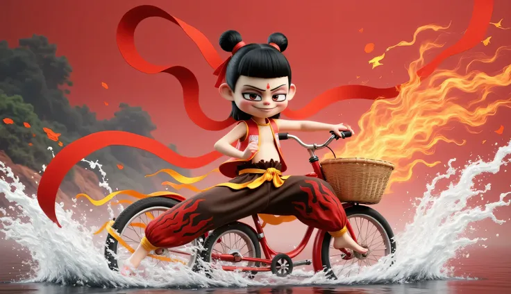 hand-painted style in the basket stepped on 28 big bars and appeared on a bicycle，Red Damask Flutters Around Your Waist
Nacha with《Taiyi Real Life Quick Driving Guide》Comic Book 