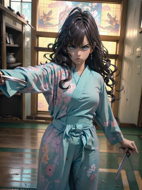 ((A Japanese martial artist wielding a katana, full body)), (best quality, 4k, 8k, highres, masterpiece:1.2), ultra-detailed, (realistic, photorealistic, photo-realistic:1.37), intricate details, dramatic lighting, muted color palette, cinematic compositio...