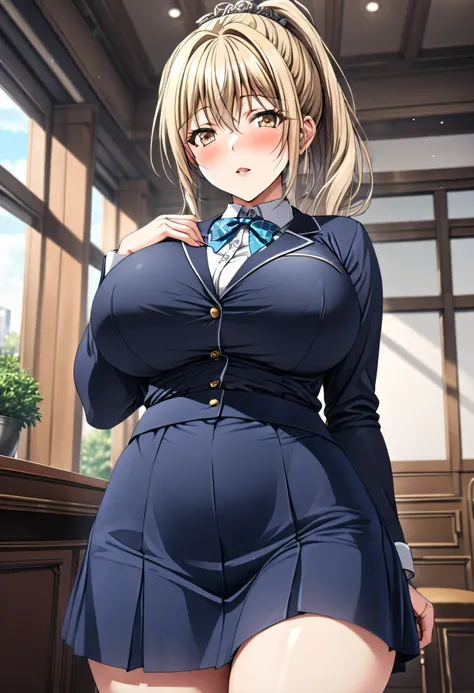 (Yurika Ichijou\Daraku Reijou\),blond hair,pony tail hair,junior high school student,8k,beautiful,best quality,detailed,exquisite,extremely detailedfinely detailed,high quality,insanely detailed,masterpiece,ultra detailed,ultra highres,ultra quality,(Huge ...