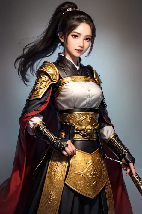 (masterpiece :1.2, Highest Quality ), Beautiful Illustrations , (natural side lighting, Movie Lighting), A woman wearing white armor and a red cloak, 1 person,Long Hair,Disconnect , Thin Waist High Definition Face and Skin Textures, Staring at the Camera ,...