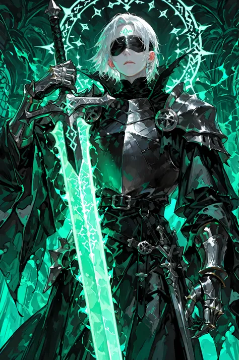 8k, beautiful masterpiece, looking ahead, alone, super pale skin, Perfect Eyes shape, Athletic Build, ((He wears: primarily black with silver accents = high collar Nazgul clothing with pointed shoulders and very wide sleeves, spiky steel cuirass, spiky ste...