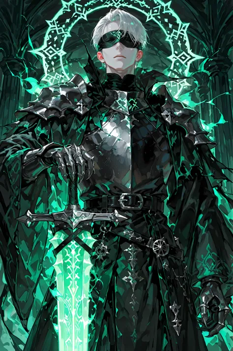 8k, beautiful masterpiece, looking ahead, alone, super pale skin, Perfect Eyes shape, Athletic Build, ((He wears: primarily black with silver accents = high collar Nazgul clothing with pointed shoulders and very wide sleeves, spiky steel cuirass, spiky ste...