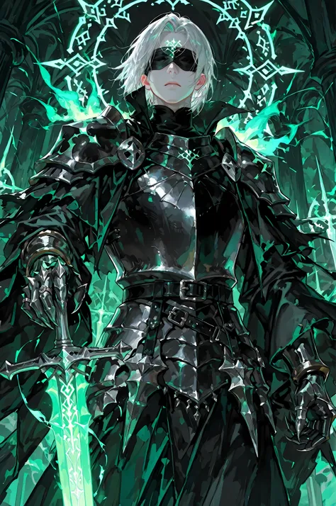 8k, beautiful masterpiece, looking ahead, alone, super pale skin (Undeathly Parlor), Perfect Eyes shape, Athletic Build, ((He wears: primarily black with silver accents = high collar Nazgul clothing with pointed shoulders and very wide sleeves, spiky steel...