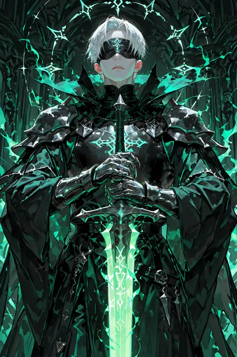 8k, beautiful masterpiece, looking ahead, alone, super pale skin, Perfect Eyes shape, Athletic Build, ((He wears: primarily black with silver accents = high collar Nazgul clothing with pointed shoulders and very wide sleeves, spiky steel cuirass, spiky ste...