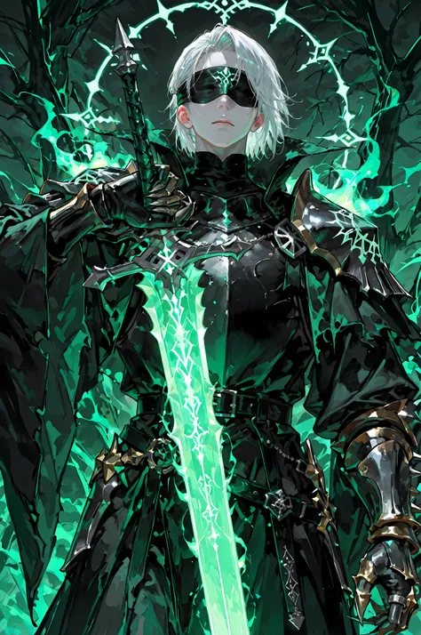 8k, beautiful masterpiece, looking ahead, alone, super pale skin, Perfect Eyes shape, Athletic Build, ((He wears: primarily black with silver accents = high collar Nazgul clothing with pointed shoulders and very wide sleeves, spiky steel cuirass, spiky ste...