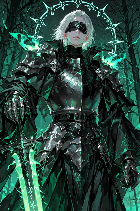 8k, beautiful masterpiece, looking ahead, alone, super pale skin, Perfect Eyes shape, Athletic Build, ((He wears: primarily black with silver accents = high collar Nazgul clothing with pointed shoulders and very wide sleeves, spiky steel cuirass, spiky ste...