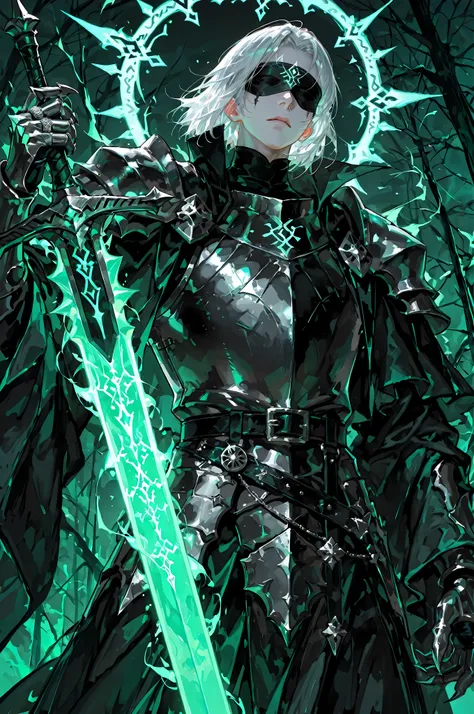 8k, beautiful masterpiece, looking ahead, alone, super pale skin, Perfect Eyes shape, Athletic Build, ((He wears: primarily black with silver accents = high collar Nazgul clothing with pointed shoulders and very wide sleeves, spiky steel cuirass, spiky ste...