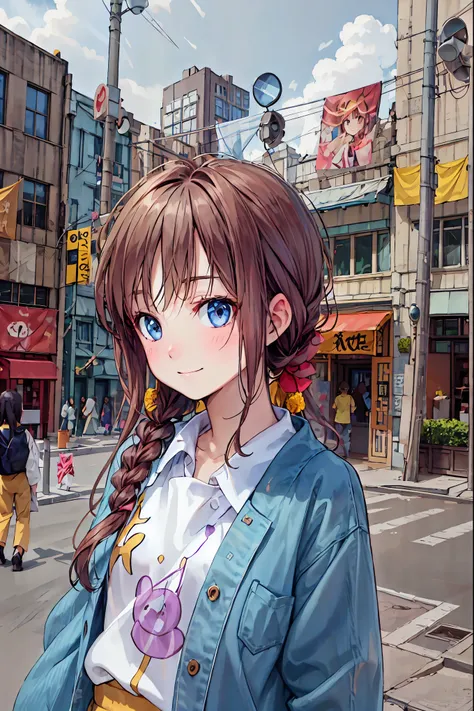 (Highest Quality:2.0), ([Profile:1.5), (red face:1.3), (realistic:1.5), 1 , rooftop、Tokyo Skytree、TOKYO DISNEYLAND,TOKYO DISNEYLANDの活気に満ちた魔法のような雰囲気の中を歩く, everyday wear、cute clothes、You can see Cinderella Castle in the background, warm sunshine、Disneyland'...