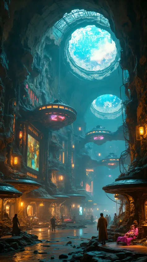 highdefinition image、Underground World Agartha、underground urban civilization also called Shamballa、２０００There is a titanium ceiling、The city is bright and colorful, and civilization is progressing