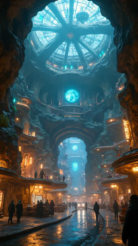 highdefinition image、Underground World Agartha、underground urban civilization also called Shamballa、２０００There is a titanium ceiling、The city is bright and colorful, and civilization is progressing