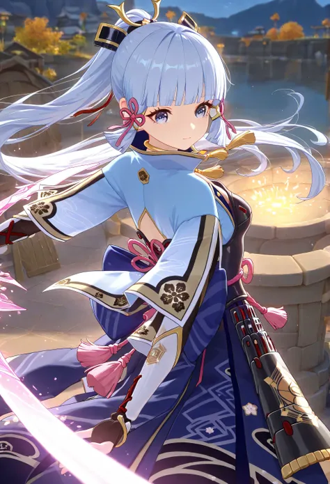 seaside, Play with friends, Multiple roles, 1 girl, Kamisato Ayaka\( Genshin\),White dress ,Lace, dynamic, outdoor,Clean and immaculate, Highly detailed, High Contrast, Depth of field, ray tracing,  best lighting , Cinematic Composition,  Pretty faces , Be...