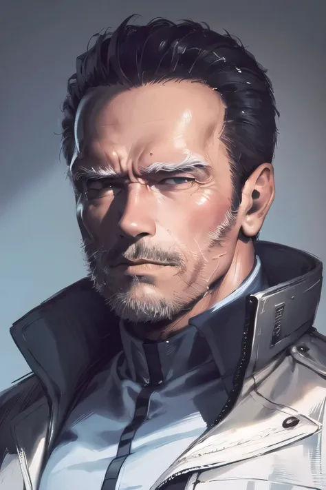 Face without damage,can you draw more delicate expressions,dark background，,can you draw a clear expression of a Terminator soldier,An even more dignified expression，