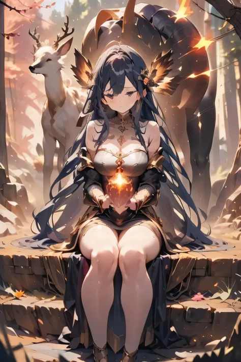 figures are covered with finely designed robes, sit neatly, surrounded by a mysterious and mysterious environment. . Their dresses are distinguished by complex colors and patterns., With elements similar to traditional tribal clothing, there is fantasy.. l...