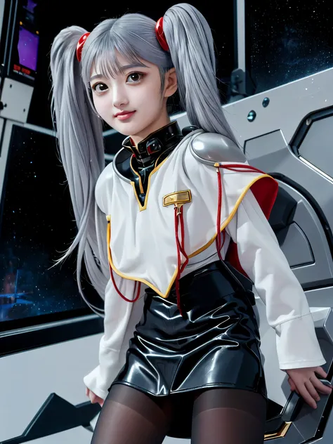 1girl, solo, 18 years old, beautiful girl, Japanese girl, (smile, Looking at camera),
(from below:1.2), upper body, (Swayback stance, spread legs:1.3, Seductive pose, sexy pose), dynamic angle,
BREAK
bbruri, {white capelet, long sleeves, white gloves, ((b...