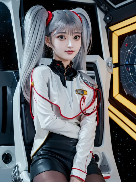 1girl, solo, 18 years old, beautiful girl, Japanese girl, (smile, Looking at camera),
from above, from side, upper body, (Straddling a chair, Spread legs:1.3, Seductive pose, sexy pose), dynamic angle,
BREAK
bbruri, {white capelet, long sleeves, white glo...